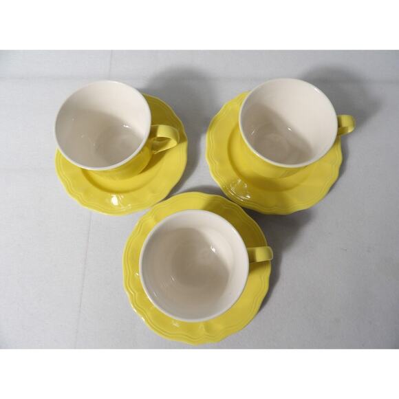 Vintage Federalist Ironstone Buttercup Tea Cup Saucers 4239 Set of 3 READ - Picture 3 of 16